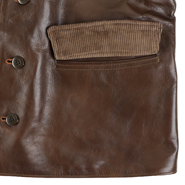 TRACKWALKER COAT / 1920s RAILROAD WORKER COAT / HORSE HIDE / TATANKA BROWN - Image 15