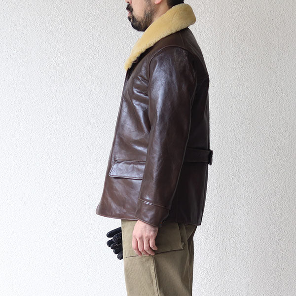 TRACKWALKER COAT / 1920s RAILROAD WORKER COAT / HORSE HIDE / TATANKA BROWN - Image 3