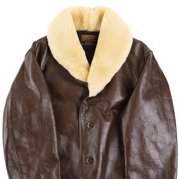 TRACKWALKER COAT / 1920s RAILROAD WORKER COAT / HORSE HIDE / TATANKA BROWN - Image 8