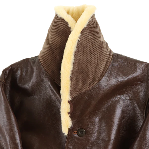 TRACKWALKER COAT / 1920s RAILROAD WORKER COAT / HORSE HIDE / TATANKA BROWN - Image 9