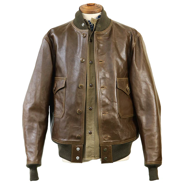 37J1 1927 FIRST MODEL EARLY AVIATION TOGS / HORSE HIDE / OLIVE - Image 3