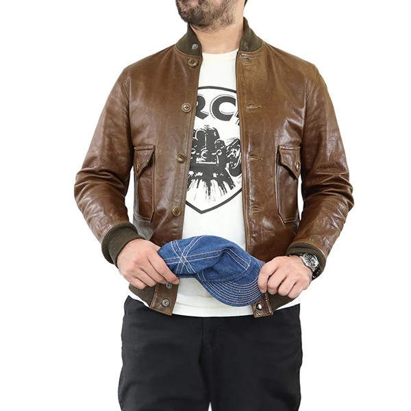 37J1 1927 FIRST MODEL EARLY AVIATION TOGS / HORSE HIDE / OLIVE - Image 6