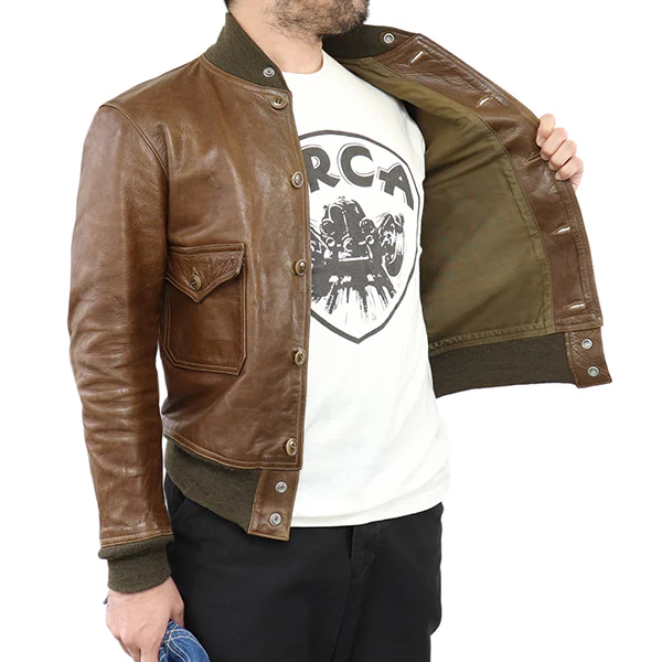 37J1 1927 FIRST MODEL EARLY AVIATION TOGS / HORSE HIDE / OLIVE - Image 8