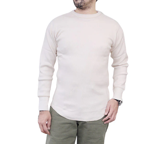 CREW NECK TYPE LONG SLEEVE UNDER WEAR / EARLY 1900s STYLE UNDERWEAR / HEAVY WEIGHT RIB - Image 3