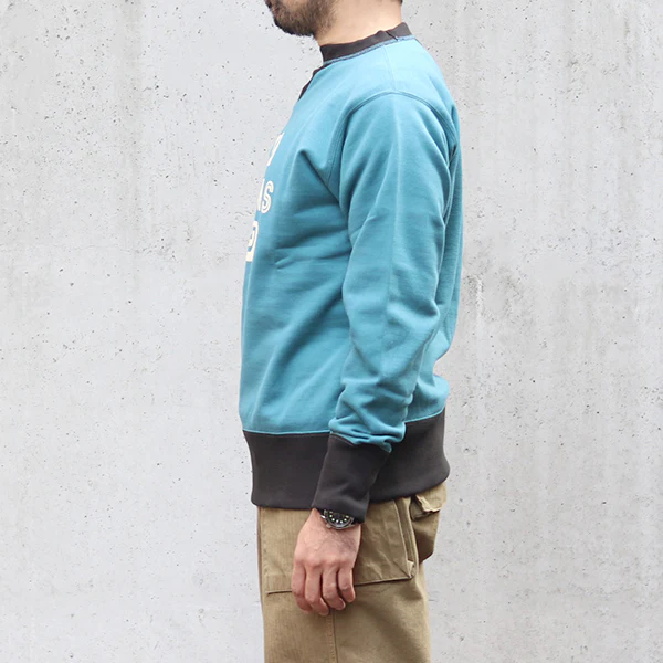 ATHLETIC SWEAT SHIRT LIONS / 1940s STYLE SWEAT SHIRT / MEDIUM WEIGHT FLEECE / SAX × SOOT BLACK - Image 2