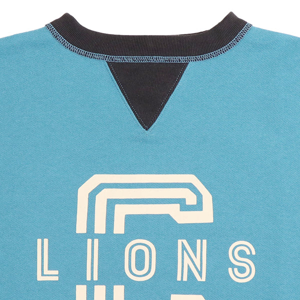 ATHLETIC SWEAT SHIRT LIONS / 1940s STYLE SWEAT SHIRT / MEDIUM WEIGHT FLEECE / SAX × SOOT BLACK - Image 8