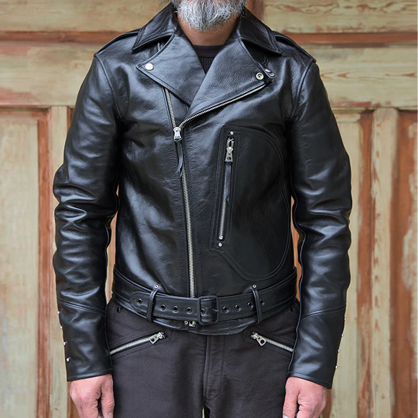 La Brea / 1930s MOTORCYCLE JACKET / DOUBLE BREASTED TYPE TYPE / HORSE HIDE / RUDE BLACK / 2023 MODEL