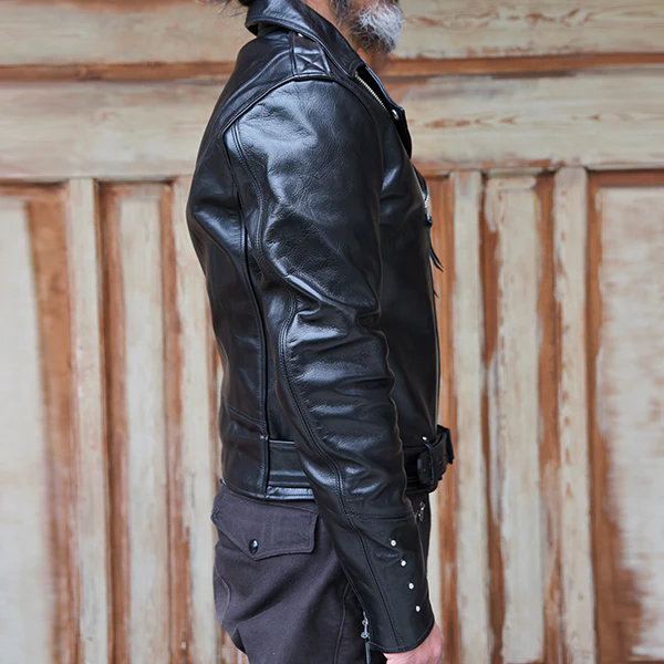 La Brea / 1930s MOTORCYCLE JACKET / DOUBLE BREASTED TYPE TYPE / HORSE HIDE / RUDE BLACK / 2023 MODEL - Image 2