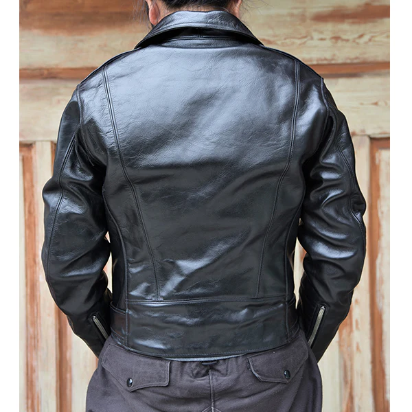 La Brea / 1930s MOTORCYCLE JACKET / DOUBLE BREASTED TYPE TYPE / HORSE HIDE / RUDE BLACK / 2023 MODEL - Image 3