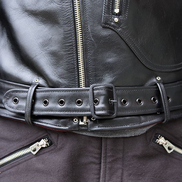 La Brea / 1930s MOTORCYCLE JACKET / DOUBLE BREASTED TYPE TYPE / HORSE HIDE / RUDE BLACK / 2023 MODEL - Image 8