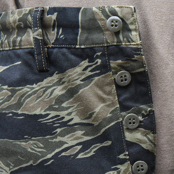 MILITARY TROPICAL SHORTS / 1960s - STYLE WORK CLOTHING / MILITARY BACK SATIN / TIGER CAMO - Image 6