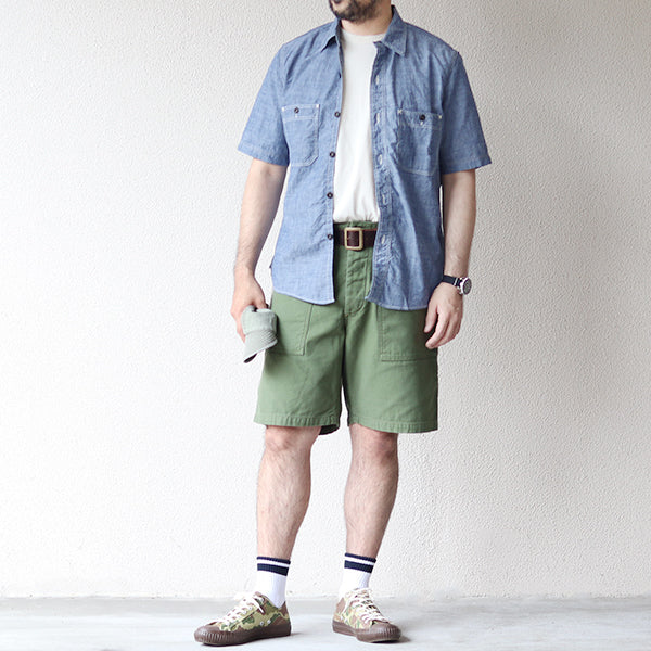 GARAGE CREW WORK SHORTS / 1960s - STYLE WORK CLOTHING / MOTOR PSYCLONE GARAGE SERIES / MILITARY BACK SATIN - Image 8