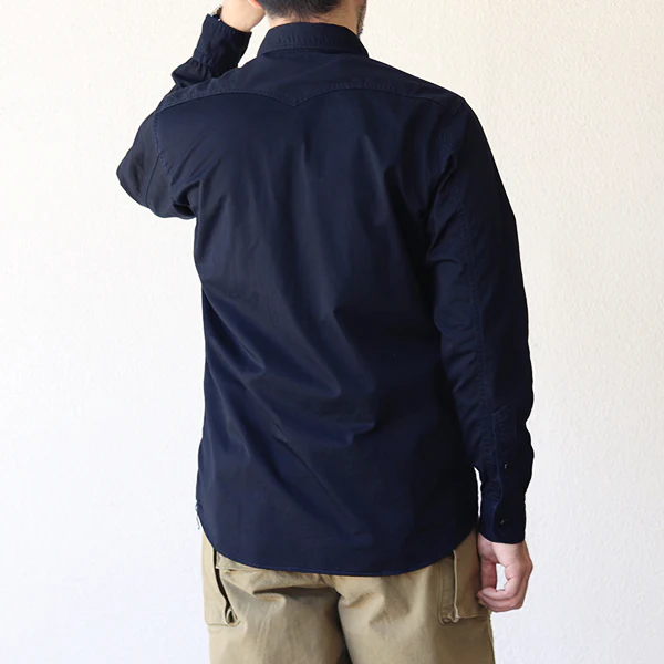 U.S. NAVY OFFICER SHIRT / COTTON × LINEN LIGHT WEIGHT CHINO CLOTH / NAVY - Image 3