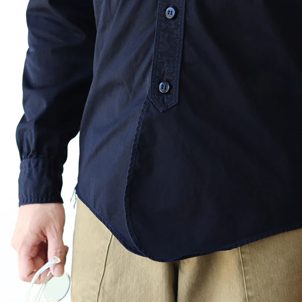 U.S. NAVY OFFICER SHIRT / COTTON × LINEN LIGHT WEIGHT CHINO CLOTH / NAVY - Image 8