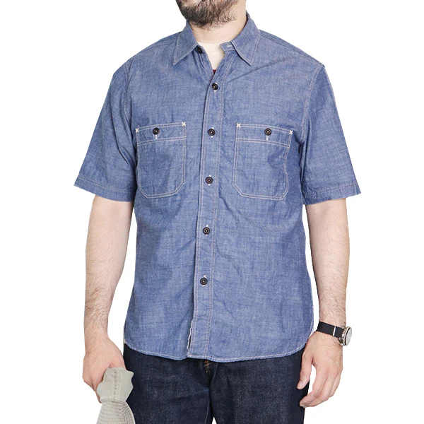 HEAD MAN CUT-SLEEVE SHIRT / VINTAGE STYLE INDIGO CHAMBRAY / INDIGO
