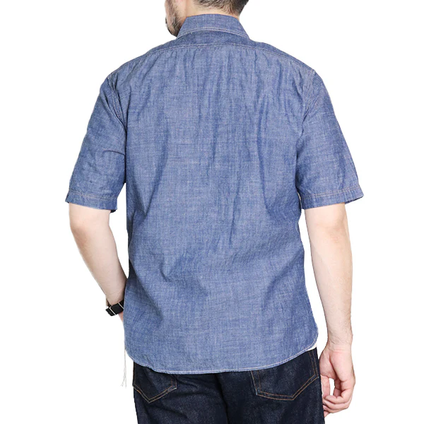 HEAD MAN CUT-SLEEVE SHIRT / VINTAGE STYLE INDIGO CHAMBRAY / INDIGO - Image 3