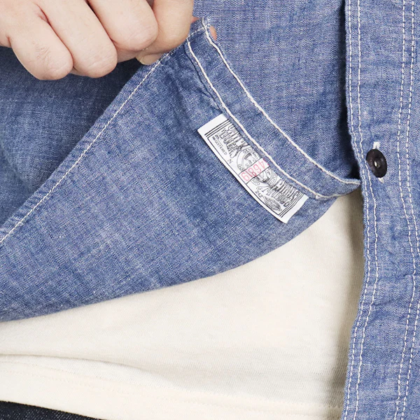 HEAD MAN CUT-SLEEVE SHIRT / VINTAGE STYLE INDIGO CHAMBRAY / INDIGO - Image 7