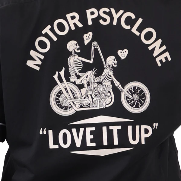 LOVE IT UP / ZIPCO SHORT SLEEVE SHIRT / 1960s~ STYLE GARAGE WORK SHIRT / MOTOR PSYCLONE GARAGE SERIES / BLACK × OFF-WHITE - Image 9