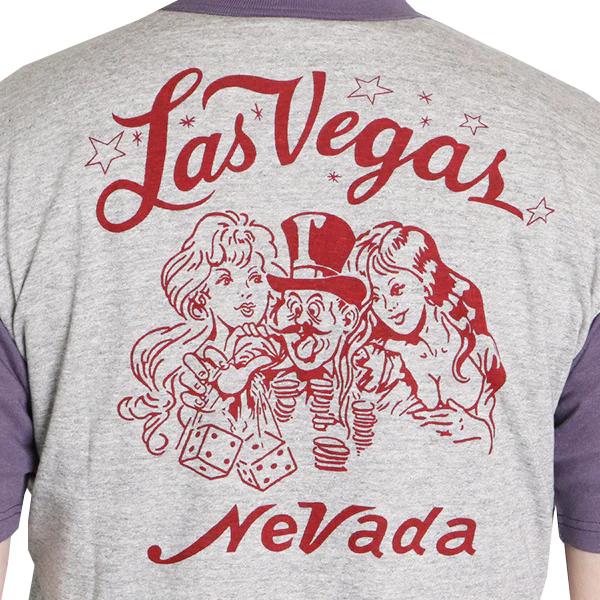 T-SHIRT / LAS VEGAS GAMBLER / HOME of U.S. SERIES / VINTAGE STYLE LIGHT WEIGHT JERSEY / MIX GRAY × WASTED NAVY - Image 4