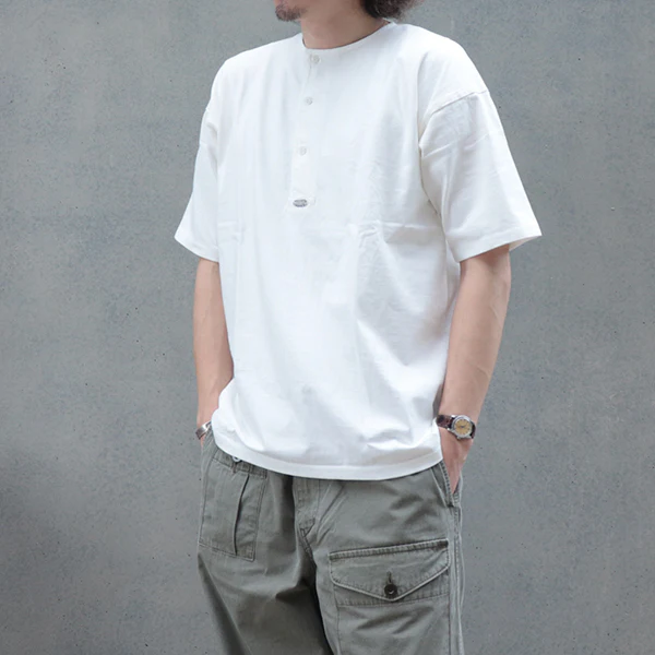 7.8oz HENLEY NECK T-SHIRT / OFF WHITE