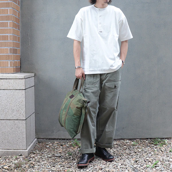 7.8oz HENLEY NECK T-SHIRT / OFF WHITE - Image 4