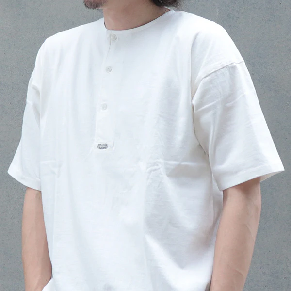 7.8oz HENLEY NECK T-SHIRT / OFF WHITE - Image 5
