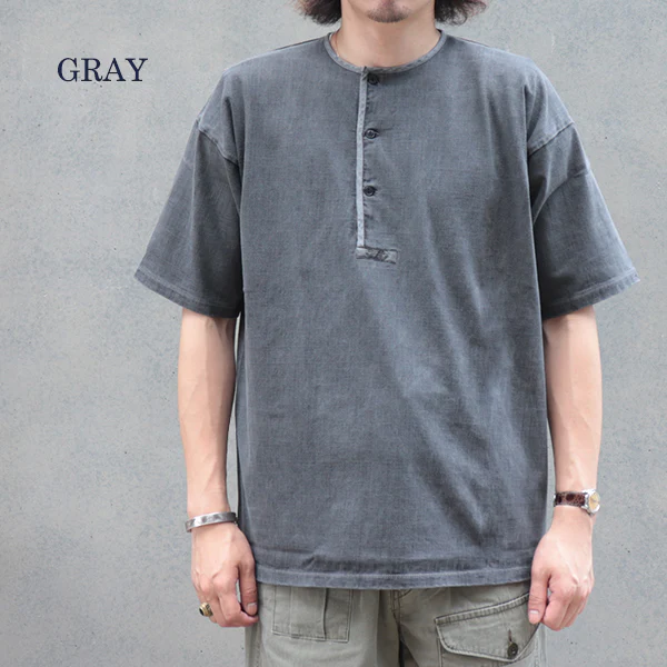 7.8oz HENLEY NECK T-SHIRT PIGMENT - Image 2