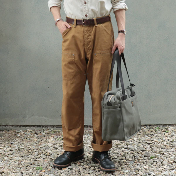 BAKERSFIELD TROUSERS / VINTAGE STYLE SELVEDGE DUCK / YELLOW BROWN