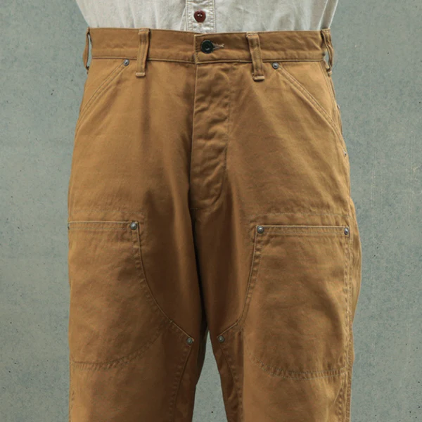 BAKERSFIELD TROUSERS / VINTAGE STYLE SELVEDGE DUCK / YELLOW BROWN - Image 5