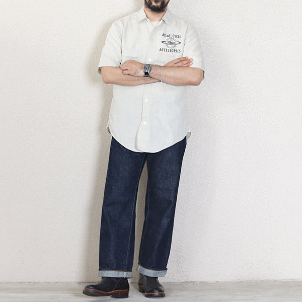 BIG BERTHA CUSTOM S/S SHIRT / ATLAS CYCLE CO / RAW WHITE - Image 4