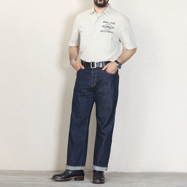 BIG BERTHA CUSTOM S/S SHIRT / ATLAS CYCLE CO / RAW WHITE - Image 5