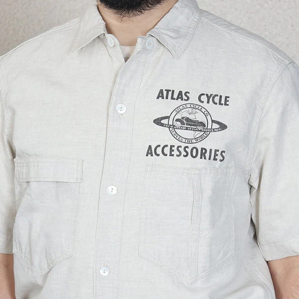 BIG BERTHA CUSTOM S/S SHIRT / ATLAS CYCLE CO / RAW WHITE - Image 6