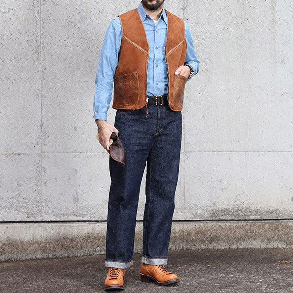 BIKER FLIGHT VEST / DOUBLE-FACE SHEEPSKIN / HAVANA BROWN - Image 6