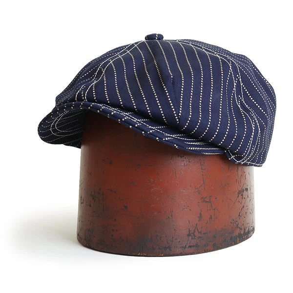 CASSADY 4 PANELS CAP / 1910 - 1920s STYLE CAP / INDIGO WABASH STRIPE