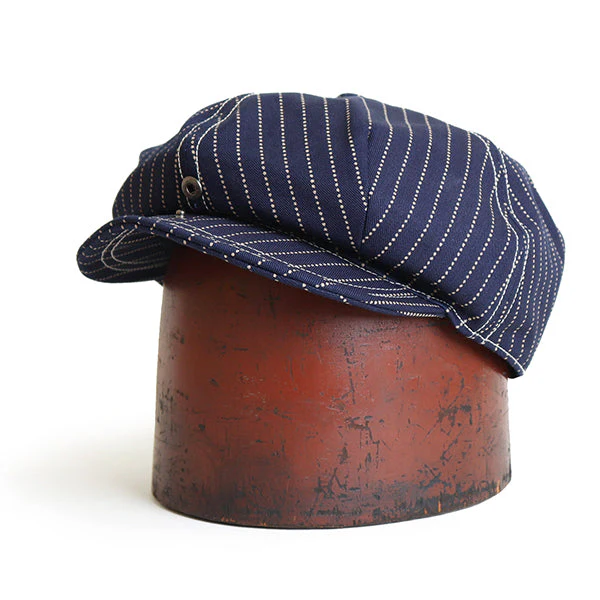 CASSADY 4 PANELS CAP / 1910 - 1920s STYLE CAP / INDIGO WABASH STRIPE - Image 2