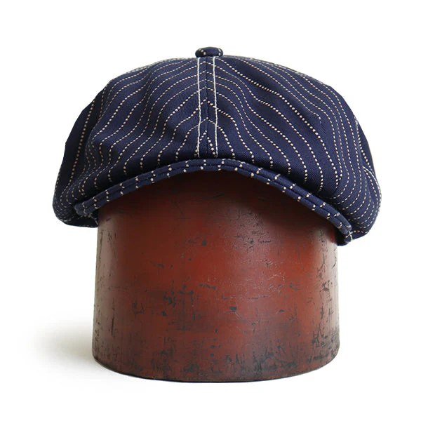 CASSADY 4 PANELS CAP / 1910 - 1920s STYLE CAP / INDIGO WABASH STRIPE - Image 3