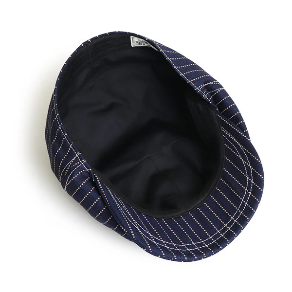 CASSADY 4 PANELS CAP / 1910 - 1920s STYLE CAP / INDIGO WABASH STRIPE - Image 6