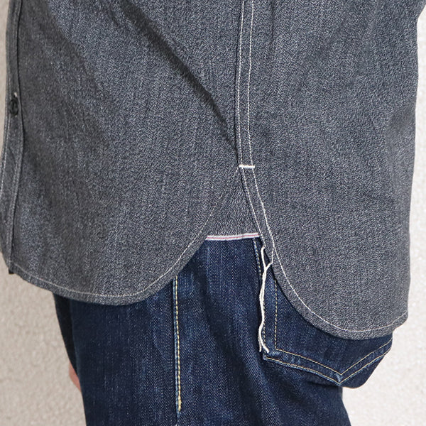 CHAMBRAY WORK SHIRT / 1940s STYLE WORK SHIRT / BLACK - Image 11