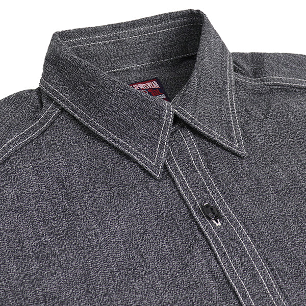 CHAMBRAY WORK SHIRT / 1940s STYLE WORK SHIRT / BLACK - Image 13