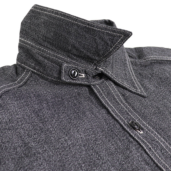 CHAMBRAY WORK SHIRT / 1940s STYLE WORK SHIRT / BLACK - Image 14