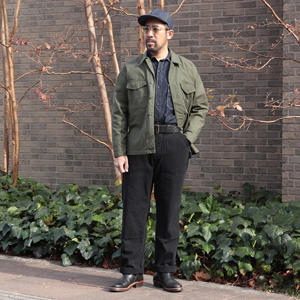 CHOPPER BUILDER WORK TROUSERS / YARN-DYED 11oz CANVAS / YARN-DYED RUDE BLACK - Image 3