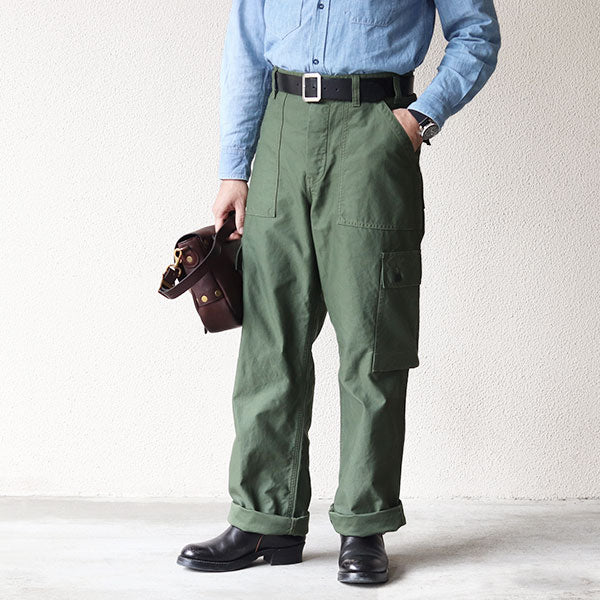 COMBAT UTILITY TROUSERS / (SIZE: W30-W36) / MILITARY BACK SATIN / OLIVE GREEN - Image 2