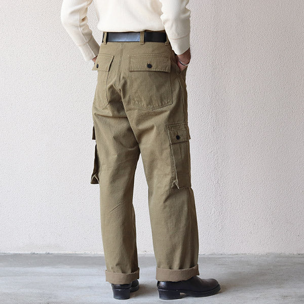 COMBAT UTILITY TROUSERS / (SIZE: W30-W36) / YARN-DYED HERRINGBONE TWILL / KHAKI