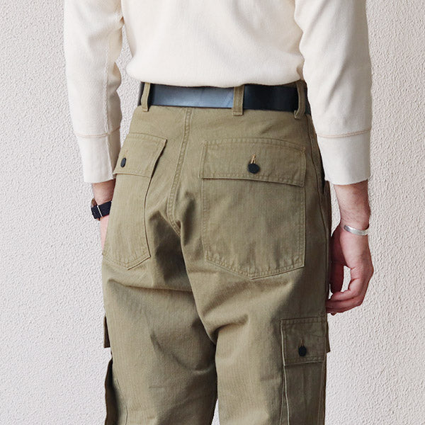 COMBAT UTILITY TROUSERS / (SIZE: W30-W36) / YARN-DYED HERRINGBONE TWILL / KHAKI - Image 6