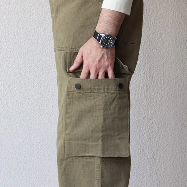 COMBAT UTILITY TROUSERS / (SIZE: W30-W36) / YARN-DYED HERRINGBONE TWILL / KHAKI - Image 8