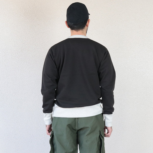 CREW NECKED SWEAT SHIRT SET-IN SLEEVE / MEDIUM WEIGHT FLEECE / SOOT BLACK × OATMEAL - Image 3