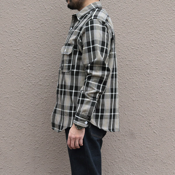 EDDY WORK SHIRT / NICKEL GRAY × DARK JET BLACK × CREAM × EGG YELLOW - Image 3