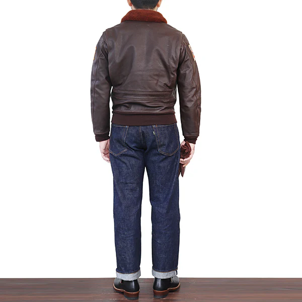 TYPE G-1 / VF-143 PUKIN DOGS LtJG HICKEY VIETNAM Mig KILLER / GOATSKIN / DARK BROWN / MADE IN UK / FLIGHT JACKET - Image 5