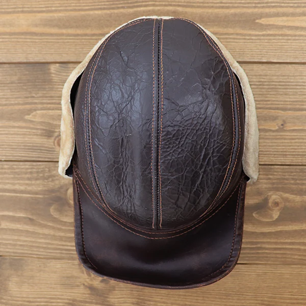 TYPE B-2 FLYING WINTER CAP / .50CAL COLLECTION VINTAGE FINISH / SEAL BROWN - Image 5