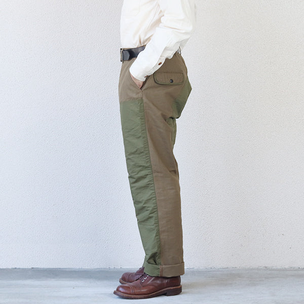 FIELD CRUISER TROUSERS / VINTAGE STYLE 10oz DUCK PARAFFIN COATING × VINTAGE STYLE HIGH DENSITY WEATHER / KHAKI BEIGE × OLIVE GREEN - Image 2